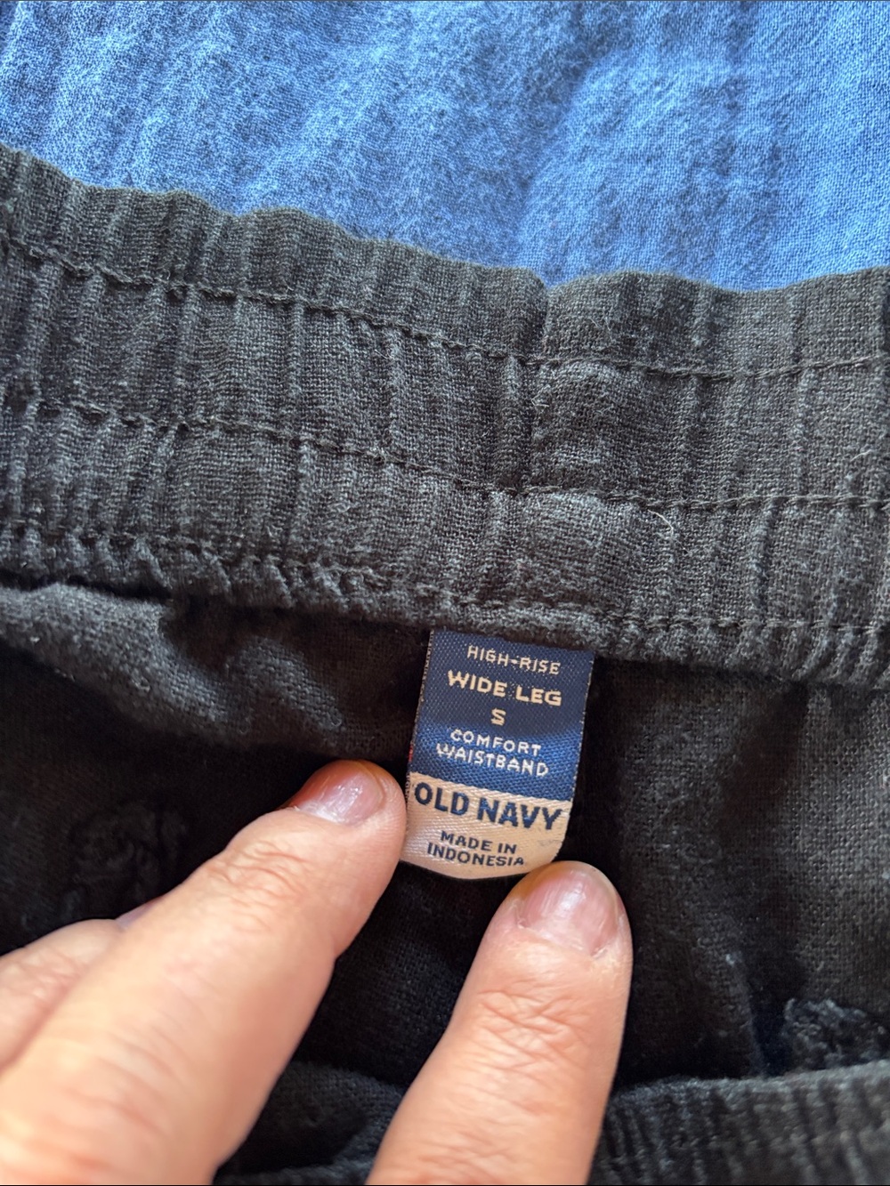 Old Navy Wide Leg Pants - Black, Blue, Striped - Picture 2 of 2